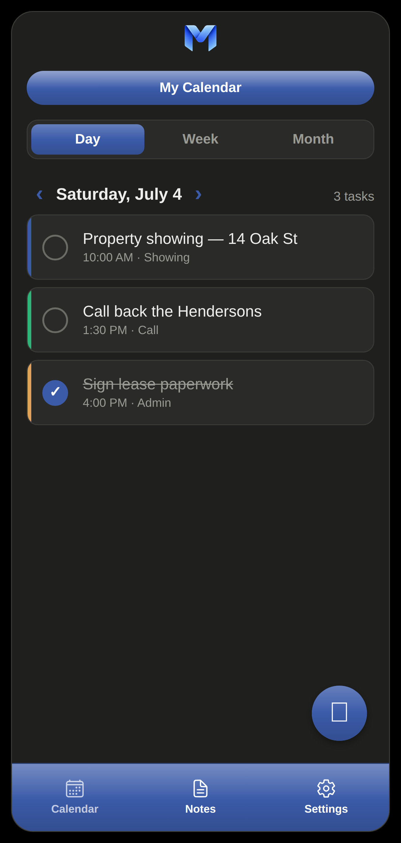 Remi — day view with tasks