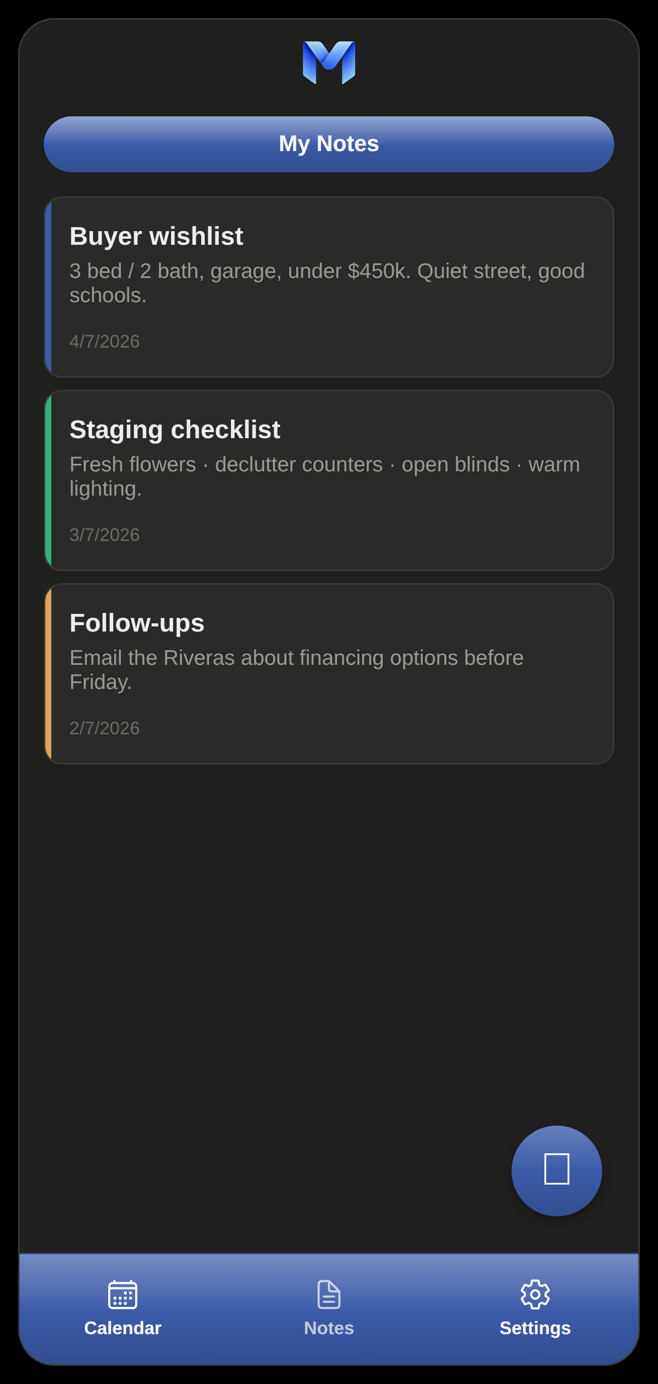 Remi — notes list